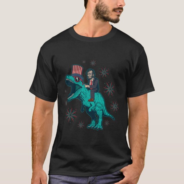 Camiseta Abraham Lincoln T Rex Dinosaur 4 De Julio De Améri (Anverso)