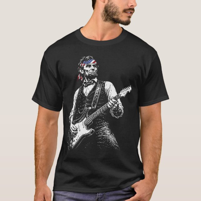 Camiseta Abraham Lincoln tocando la guitarra (Anverso)