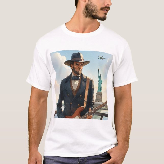 Camiseta Abraham Lincoln Tocando Libertad Estatal de Base E (Anverso)