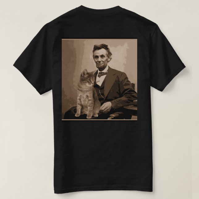 Camiseta Abraham Lincoln y su gato "Dixie". (Reverso del diseño)