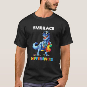 Camiseta Abraza Diferencias Dinosaurio Autismo Trébol Rompe