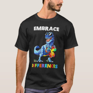 Camiseta Abraza Diferencias Dinosaurio Autismo Trébol Rompe
