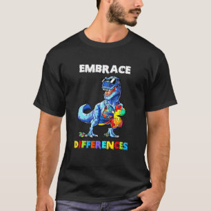 Camiseta Abraza Diferencias Dinosaurio Autismo Trébol Rompe