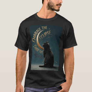 Camiseta "abraza el eclipse" Ilustración de gato celestial