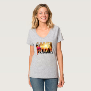 Camiseta Abraza el Verano   Mujeres Cuello en V