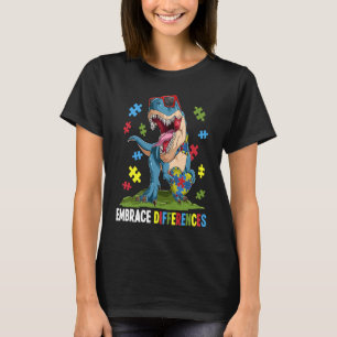 Camiseta Abraza las Diferencias Dinosaurio Niños Niños Auti