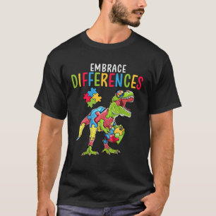Camiseta Abraza las Diferencias Dinosaurio T Rex Rompecabez