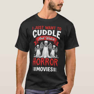 Camiseta Abraza y mira películas de terror Esqueleto Hallow