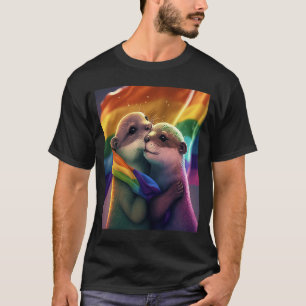 Camiseta Abrazando a Otter sosteniendo el folleto LGBT por