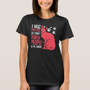 Camiseta Abrazando a un gato Mascota Animal Meowing Kitty H