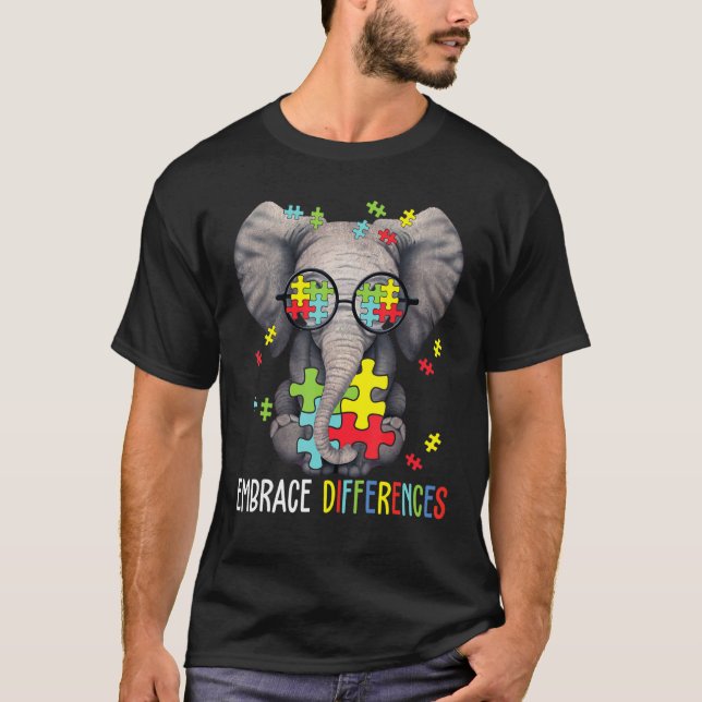 Camiseta Abrazando diferencias Elephant Funny Autism Awaren (Anverso)