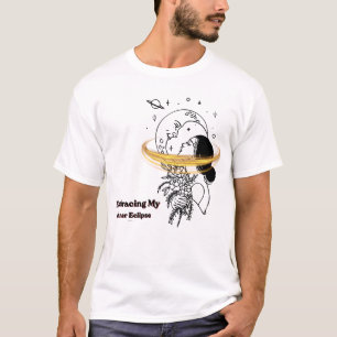 Camiseta Abrazando mi eclipse interior Arte lineal de luna