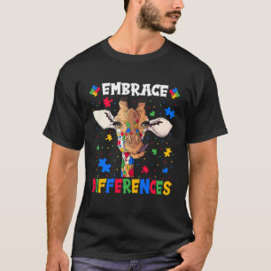 Camiseta Abrazar diferencias rompecabezas cabeza de jirafa 