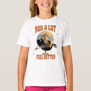 Camiseta Abrazarse de gato, sentirse mejor esqueleto abraza