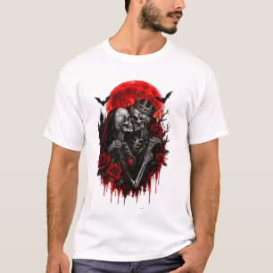 Camiseta Abrazo Carmesí: Amantes Esqueleto