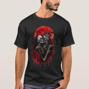 Camiseta Abrazo Carmesí: Amantes Esqueleto