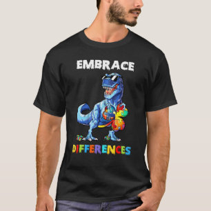 Camiseta Abrazo de Dinosaurio del Autismo Diferencias Trebo