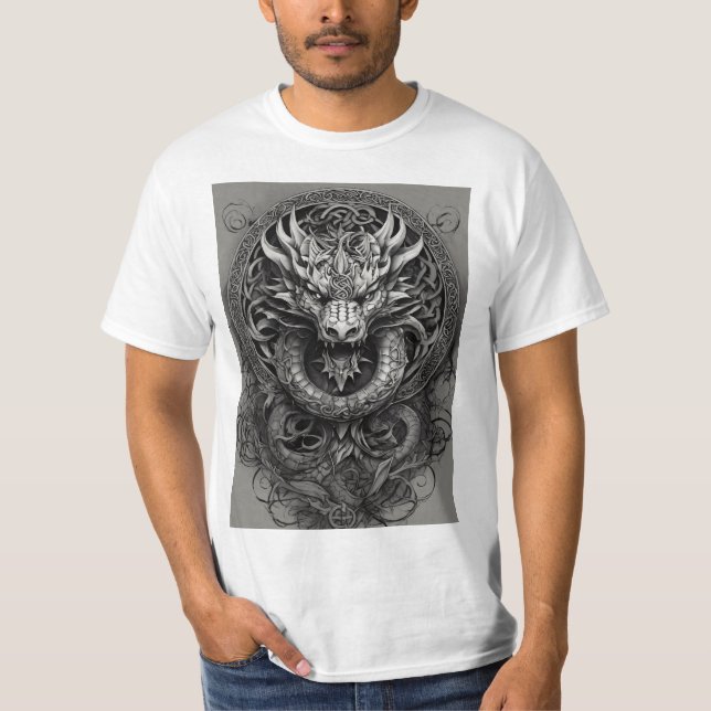Camiseta "Abrazo de Dragón: Tee de Fusión Celta" (Anverso)