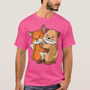 Camiseta Abrazo De Fo Y Gatos A Las Mujeres Amante De Los A