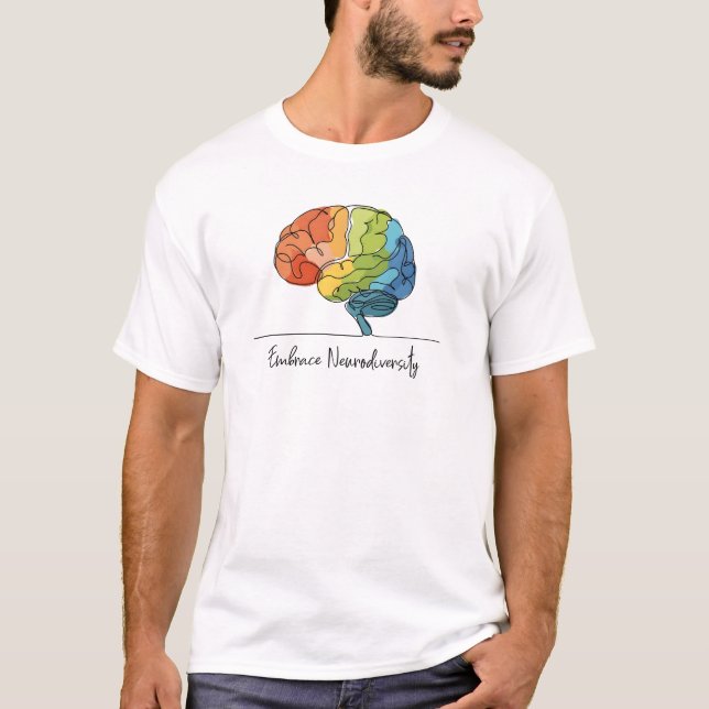 Camiseta Abrazo de la neurodiversidad Línea de arte Arcoiri (Anverso)