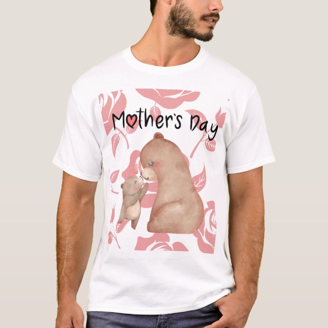 Camiseta Abrazo de oso cálido con amor de flor rosa (Anverso)