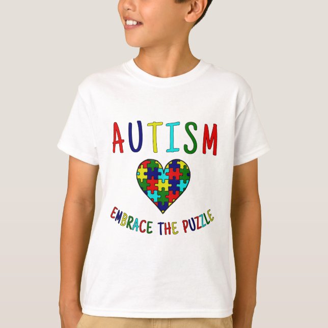 Camiseta Abrazo del autismo el rompecabezas (Anverso)