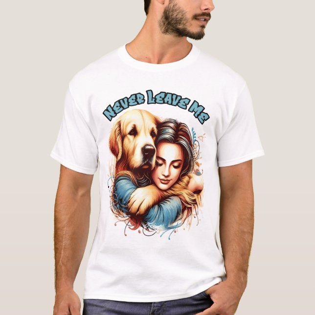 Camiseta Abrazo entre mujer y perro (Anverso)