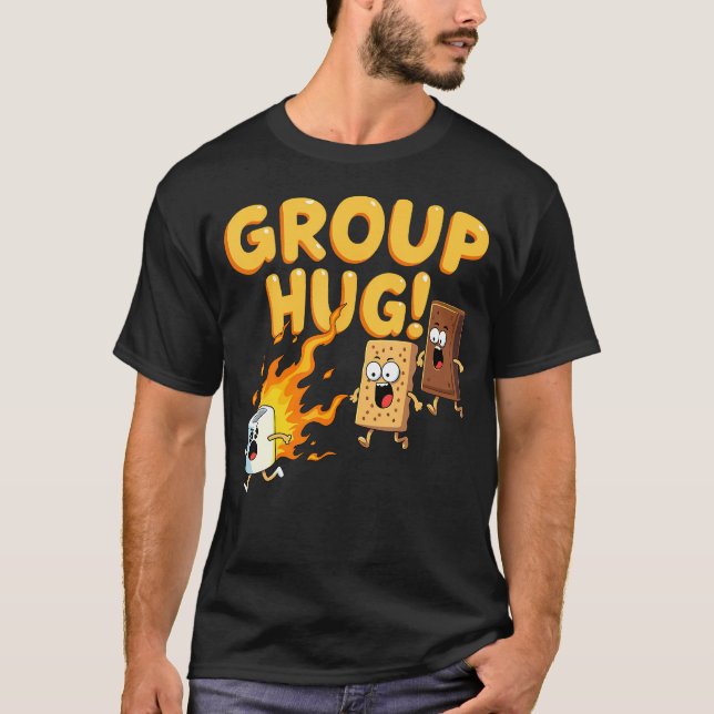 Camiseta Abrazo grupal Smores Camping Asando (Anverso)