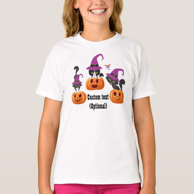 Camiseta Abrazo La espeluznante Mágica Bruja, Gatos Negros  (Anverso)