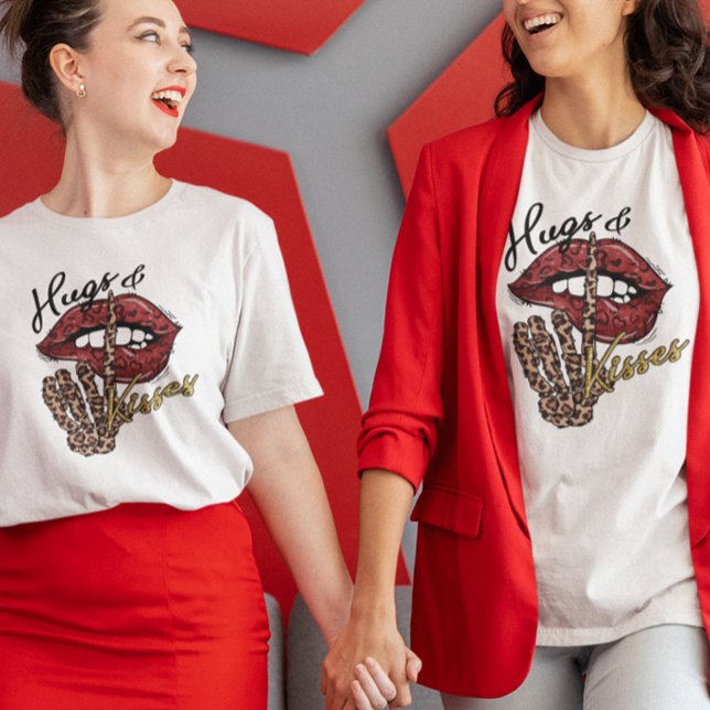 Camiseta Abrazos Besos Mano de esqueleto Labios (Subido por el creador)