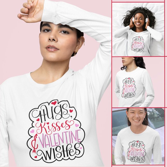Camiseta Abrazos, besos y deseos de San Valentín, corazones (Subido por el creador)