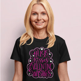 Camiseta Abrazos, besos y deseos de San Valentín, corazones