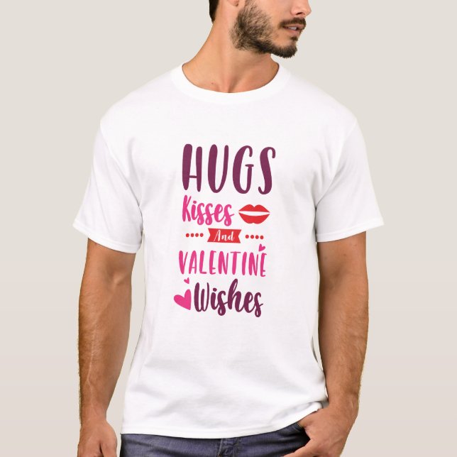 Camiseta Abrazos de besos y saludos tipográficos (Anverso)