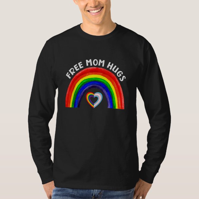Camiseta Abrazos de mamá gratis bandera LGBT arcoíris y tra (Anverso)