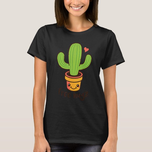 Camiseta Abrazos gratis Cactus Corazón Amor Abrazo libre (Anverso)