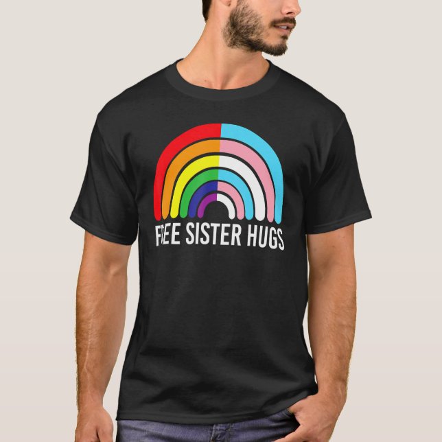 Camiseta Abrazos gratis de hermana bandera transgénero arco (Anverso)