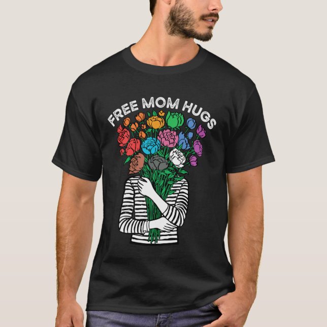 Camiseta Abrazos gratis de mamá Arcoíris de orgullo LGBTQ A (Anverso)
