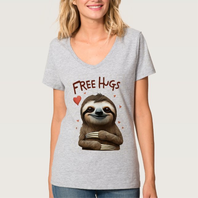 Camiseta Abrazos Gratis Perezoso Lindo (Anverso)