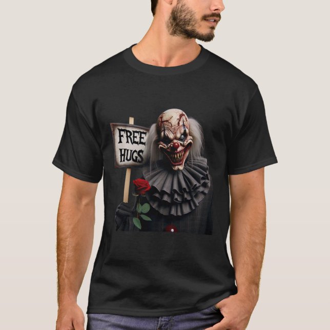 Camiseta Abrazos libres Payaso asustado San Valentín Horror (Anverso)