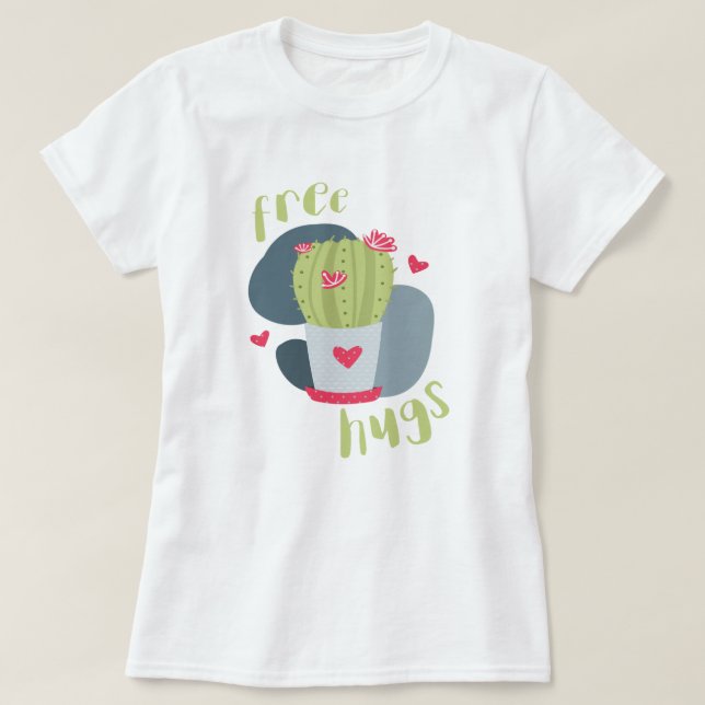 Camiseta Abrazos y cactus cardíacos gratis (Diseño del anverso)