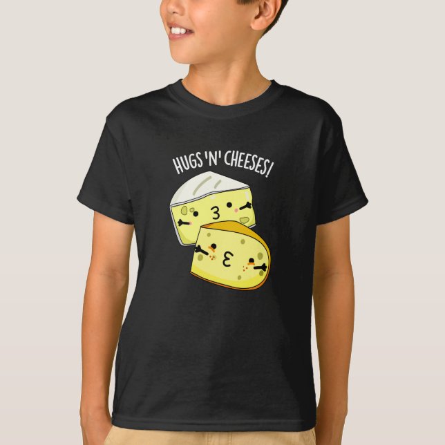 Camiseta Abrazos Y Quesos Graciosos De Queso Pun Oscuro BG (Anverso)