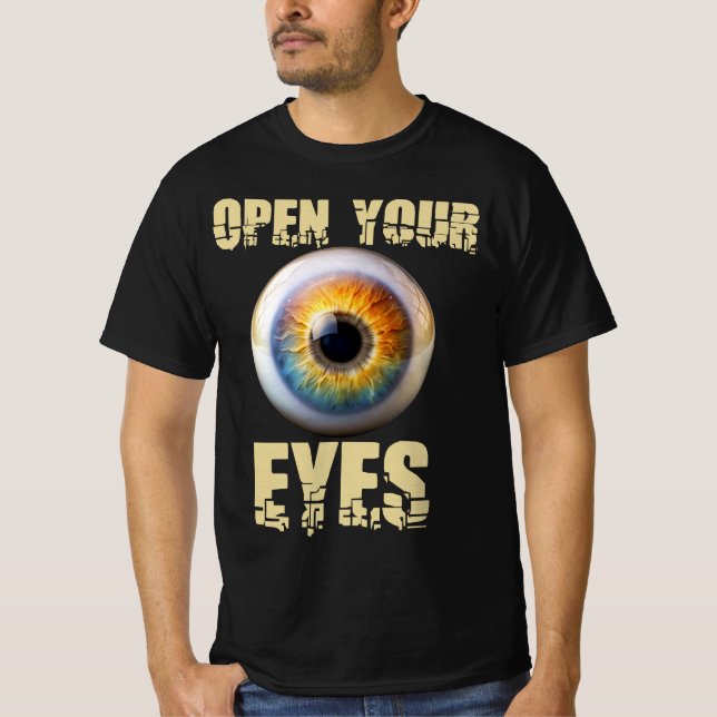 Camiseta Abre Tus Ojos, Diseño de Globo Ocular (Anverso)
