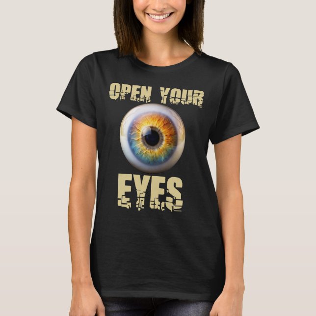 Camiseta Abre tus Ojos, Diseño de Globo Ocular (Anverso)