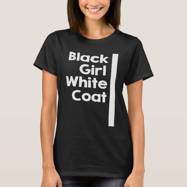 Camiseta Abrigo blanco Chica negro (Anverso)