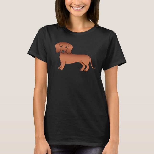 Camiseta Abrigo suave rojo Dachshund Cute perro caricaturis (Anverso)