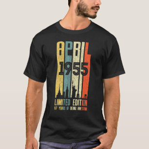 Camiseta Abril 1955 67 Cumpleaños 67 Años 1955 Cumpleaños V