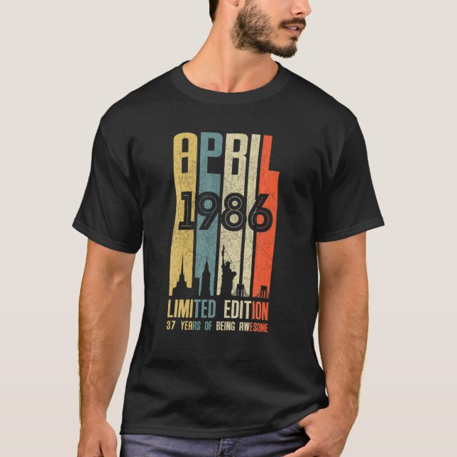 Camiseta Abril 1986 37 Cumpleaños 37 Años 1986 Cumpleaños V (Anverso)