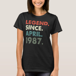 Camiseta Abril 1987 Año legendario 1987 Retro 1987 Leyenda 