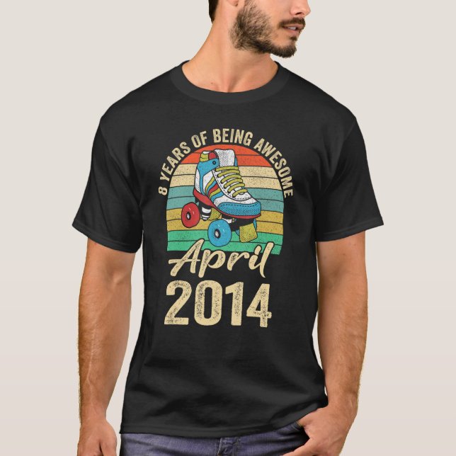 Camiseta Abril 2014 8 años de edad Ropa de cumpleaños (Anverso)