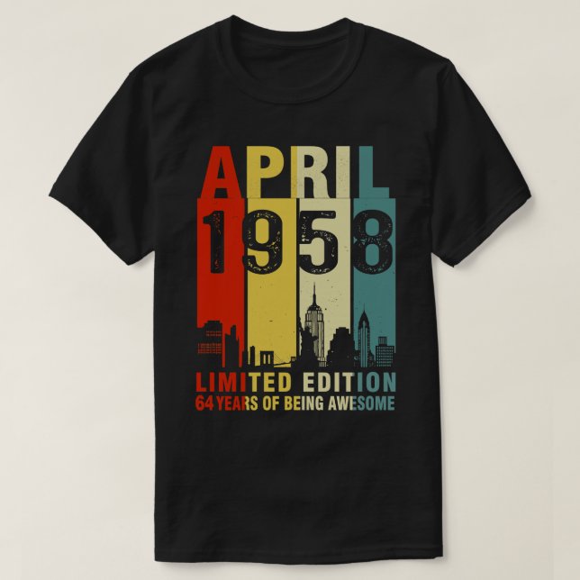 Camiseta Abril De 1958 Edición Limitada 64 Años De Ser Awes (Diseño del anverso)
